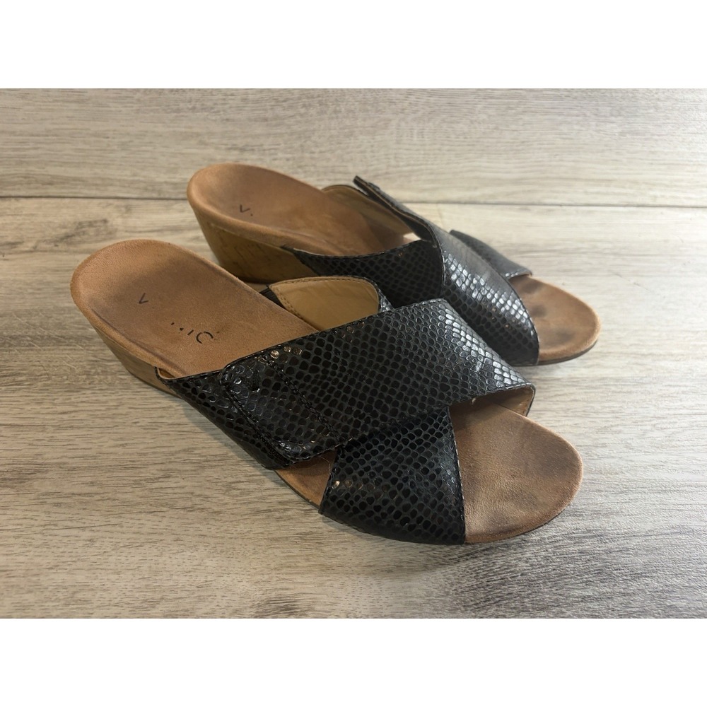 Vionic Wedge Leticia Lizard Sandal Womens Size 9 Comfort Slide On Adjustable